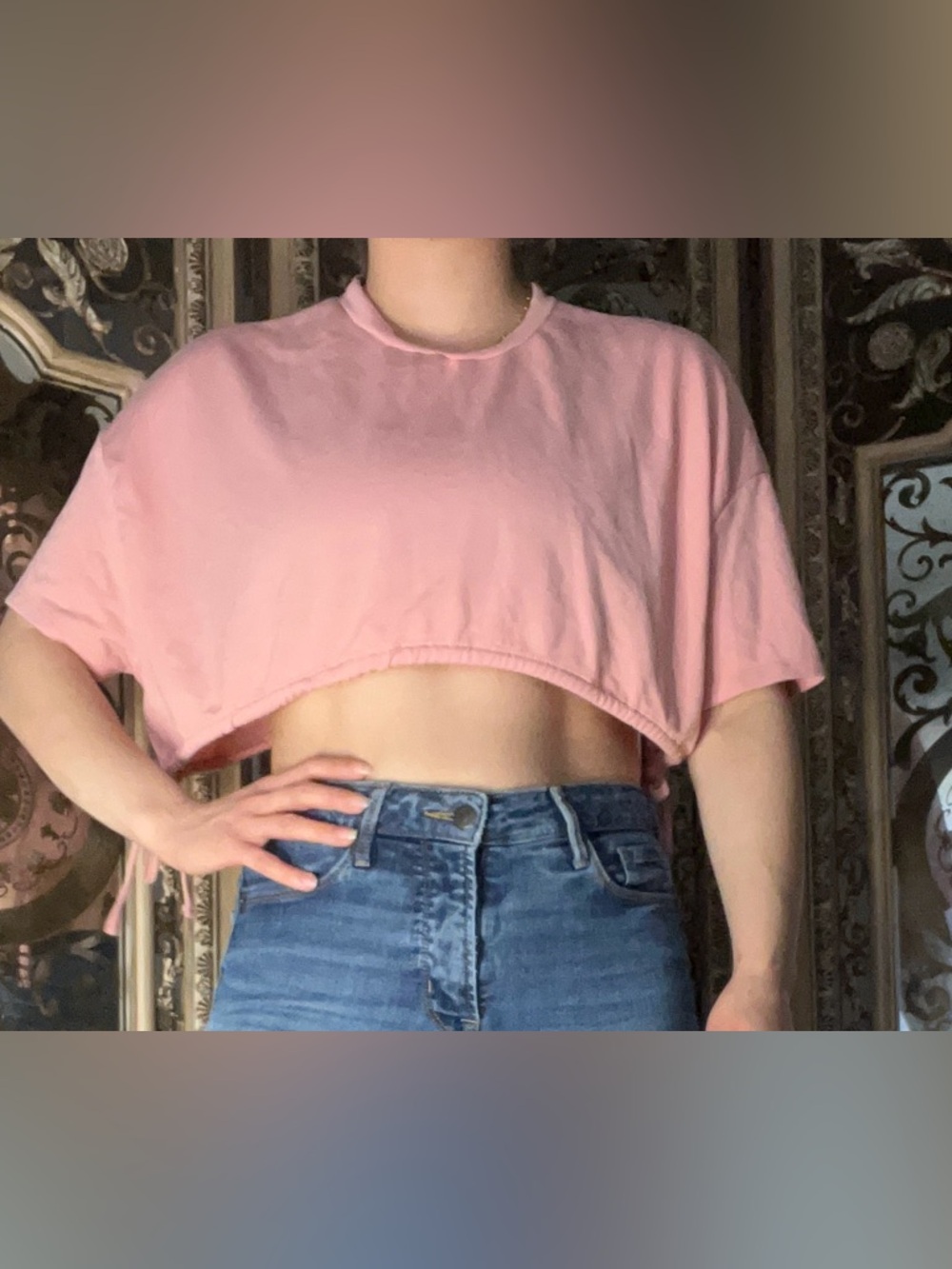 Everyday Pink Cropped Tee - Short Sleeve Crewneck Crop Top